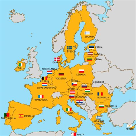 Europos Sąjungos šalių žemėlapis, iliustruojantis reglamentavimo sritį