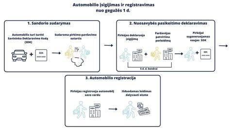 Infografika: Automobilių įsigijimo, finansavimo ir paskirstymo schema