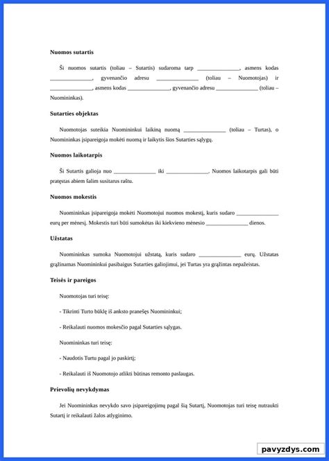 Schema: Išperkamosios nuomos sutarties sąlygos