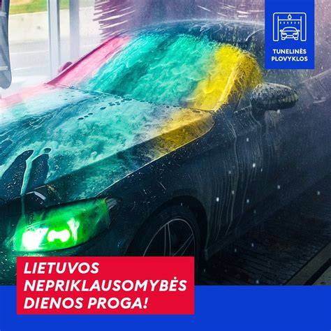 Teminis nuotrauka, vaizduojanti savitarnos plovyklą ir klientą, plaunantį automobilį