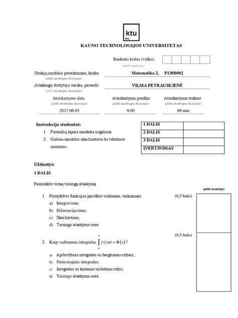 KET egzamino bilietų pavyzdys
