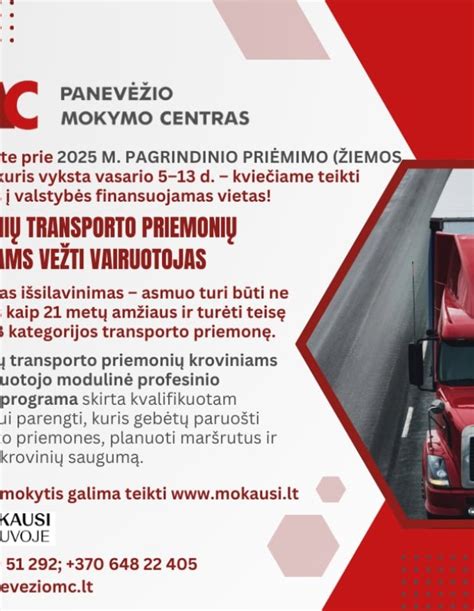 Profesionalaus vairuotojo mokymo programos infografika