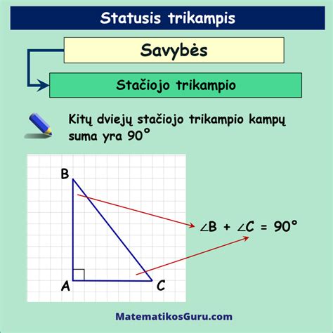 Trikampio elementų ir kampų ryšio iliustracija