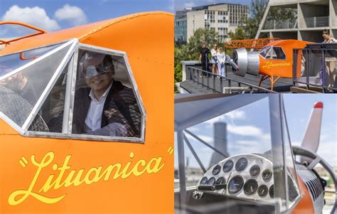 nuotrauka su skraidančiu S. Noreika su „Lituanicos“ kopija