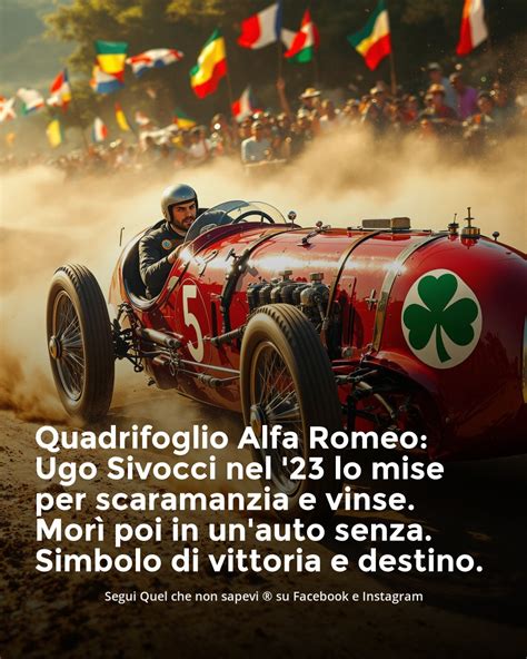 Ugo Sivocci su savo Alfa Romeo lenktyniniu automobiliu, papuoštu keturlapiu dobilu