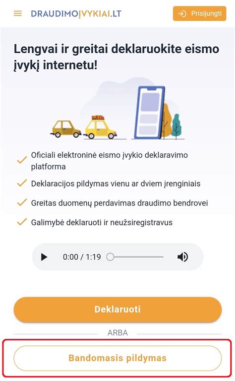 Mobilioji programėlė eismo įvykio deklaracijai pildyti
