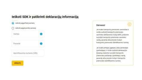 Informacinė schema apie SDK kodo svarbą registruojant automobilį