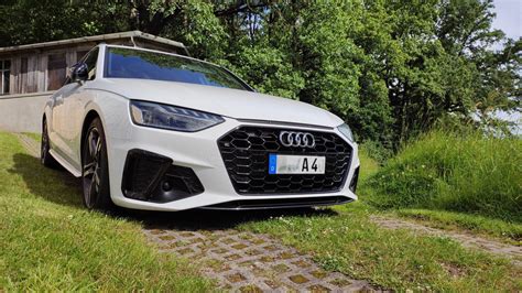 Audi A4 B9 eksterjero nuotrauka su pabrėžtais aerodinaminiais elementais