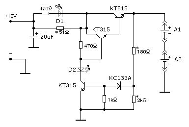 Ni-Cd akumuliatoriaus kroviklio schema