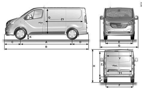 Schematinis Renault Trafic L1H1 modelio vaizdas su išmatavimais