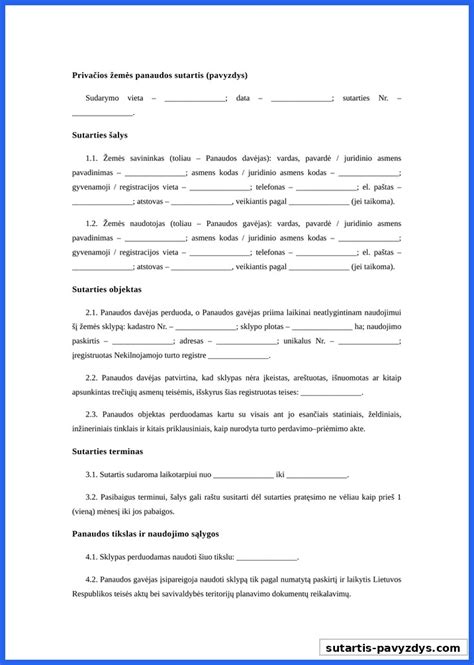 Panaudos sutarties sudarymo schema