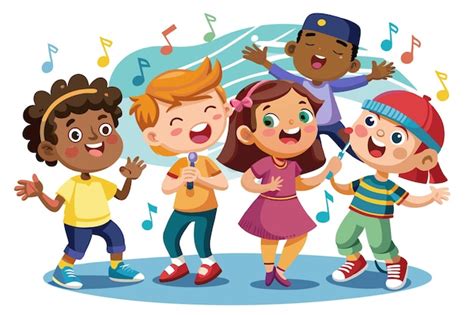 Thematic photo of children singing and dancing around a car model