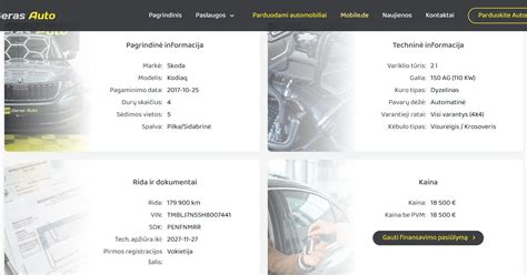 Automobilio kaina, rida ir komplektacija. Skelbimų portalų analizė.