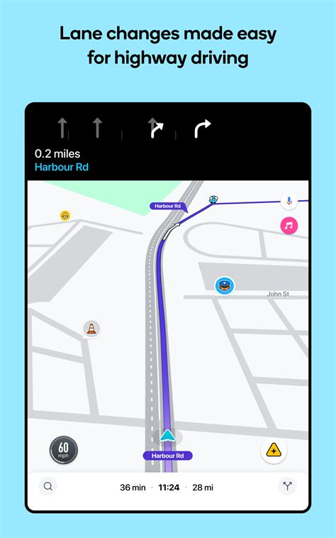 Waze aplikacijos ekrano nuotrauka su eismo situacija