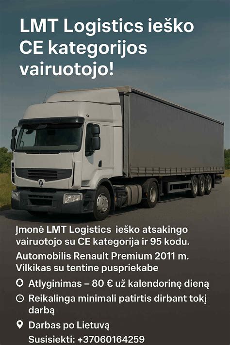 Vilkikas kelyje su CE kategorijos vairuotojo pažymėjimu
