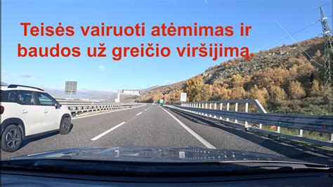 Infografika su greičio viršijimo baudų ir teisės vairuoti atėmimo terminų lentelėmis