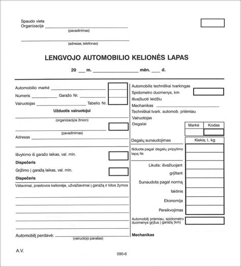 Schema su kelionės lapo Nr. 3 pagrindiniais laukais ir jų paaiškinimais.