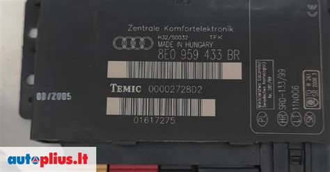 Audi A4 komforto bloko vietos schema su paaiškinimais