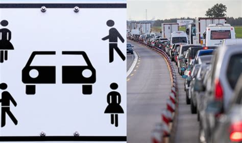 Teminė nuotrauka su automobiliu ir kelio ženklais užsienyje