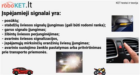 Avarinės šviesos signalizacijos ir avarinio sustojimo ženklo naudojimo schema