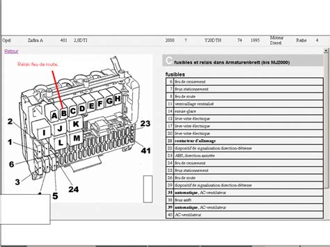 Opel Zafira dyzelinių variklių schema su žymėjimais