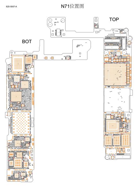 Išmaniojo telefono iPhone 6s techninė schema ir pagrindiniai komponentai