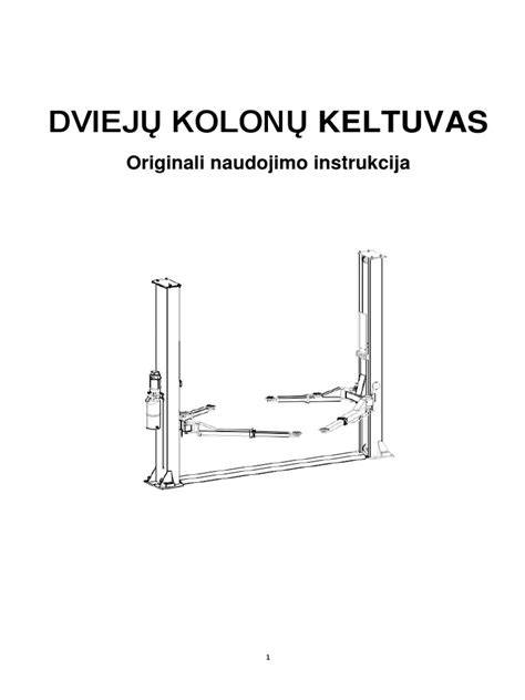Dviejų kolonų keltuvo schematinė išvestinė iliustracija
