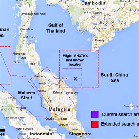 Malaysia Airlines MH370 paieškos zonos žemėlapis