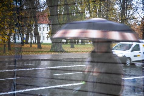 Tematinė nuotrauka: vairuotojo vaizdas pro priekinį stiklą per lietų