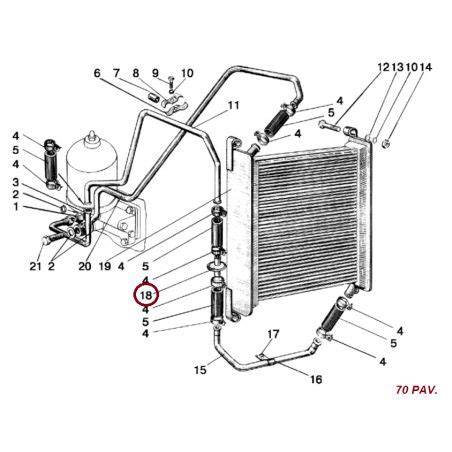 Tepalo aušinimo radiatoriaus riebokšlio diagrama su spyruokle