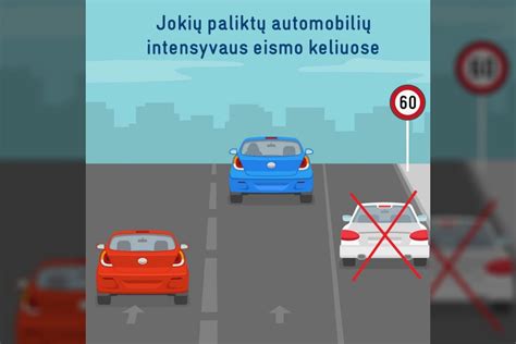 Schema su kelio ženklais, nurodančiais draudžiamųjų zonų pradžią ir pabaigą