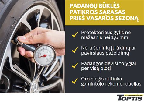 teisingas padangų slėgis infografika