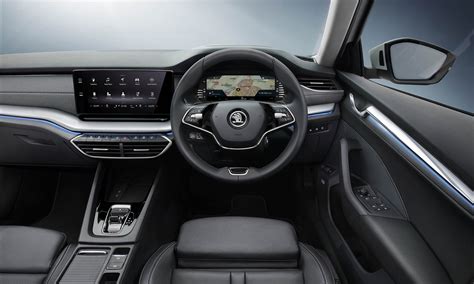 Interior of a Škoda Octavia, showing the spacious cabin and modern dashboard