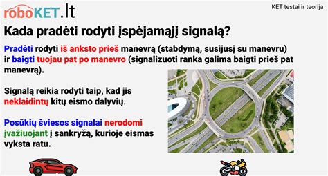 Automobilis rodantis posūkio signalą prieš manevrą