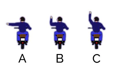 Motociklininko rankos signalas 