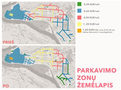 Kauno miesto parkavimo zonų schema ir tarifai